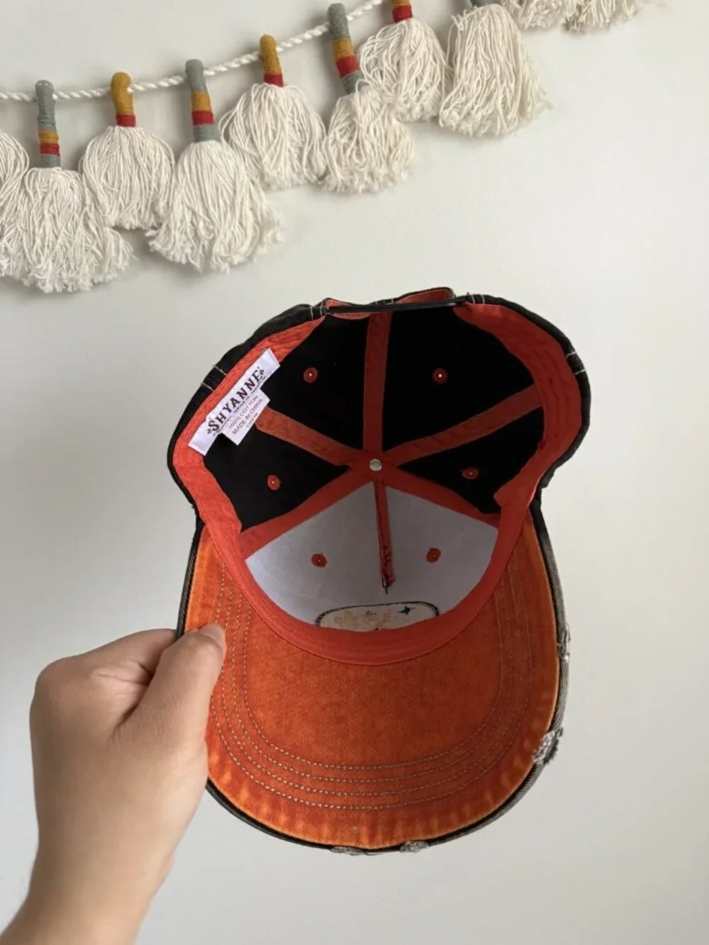 Shyanne Distress Black Western Style Snapback Trucker Hat Festival Rodeo Boho OS